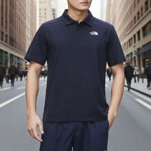 The North Face 男士 Polo 短袖休闲衬衫，户外运动 Polo T 恤，半袖