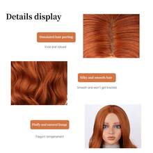 Copper Red Long Wig – Middle Part Long Curly Wig With Synthetic Fiber Wig And Rose Net Cap, Perfect Wig For Cosplay Wig And Party Wig - Đồng - Xem 4