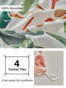 Set de funda nórdica con estampado de hojas botánicas de 2/3 piezas, set de ropa de cama moderno y de estilo cottage para todas las estaciones, suave y transpirable, lavable a máquina (1 funda nórdica + 1/2 fundas de almohada, sin relleno)