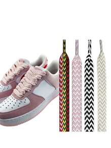 2pcs Colorful Woven Shoelaces - Fashionable Wide Design, Matching, Enhances Shoe Personalized
