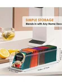 1pc Transparent Grid Desk Organizer Box, Multi-Functional Coffee Table Storage Box, Back To School Essential - Multicolor - View 9