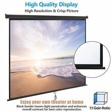 120'' Projector Screen Projection Screen Manual Pull Down HD 1:1 Format Black