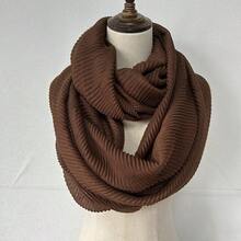 1 chiếc khăn quàng cổ mỏng ấm áp dành cho nữ, khăn trùm đầu xếp ly màu trơn, thích hợp cho mùa thu/đông khi mặc cùng váy, đi biển, đi nghỉ mát. - màu đen - Xem 16