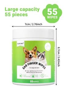 GJYC PET Large Capacity Dog Ear Wipes - 55-Piece Pack For Dogs & Cats - Gentle, Non-Irritating Ear Cleaner Wipes - Green - View 12