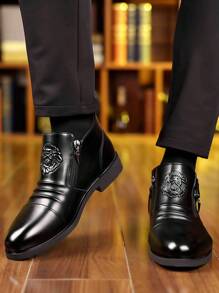 Herren Prägung Chelsea Stiefel, Seitlicher Reißverschluss, Europäische & Amerikanische Mode Stiefel