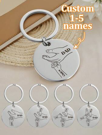 Ayotu Customized Keychains, Personalized Dad's Fist Keychains, Custom 1-5 Name Key Chains, Customizable New Dad Gift Key Chains, Suitable For Key Chain Accessories, Backpack Pendants, Key Chain Pendants, Room Decoration, Office Pendants, Suitable Baby Shower Gifts, Father's Day, Birthday Gifts, Anniversaries