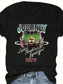 Angel Print Fashion Summer Short Sleeve T-Shirt Bad INFLUENCE TRUST NO ONE BELIEVE IN YOURSELF Graphic Tees Women Tops - màu đen - Xem 3