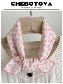 1条女士真丝围巾，小巧精致，碎花图案密集装饰，复古发带款式，适合搭配连衣裙