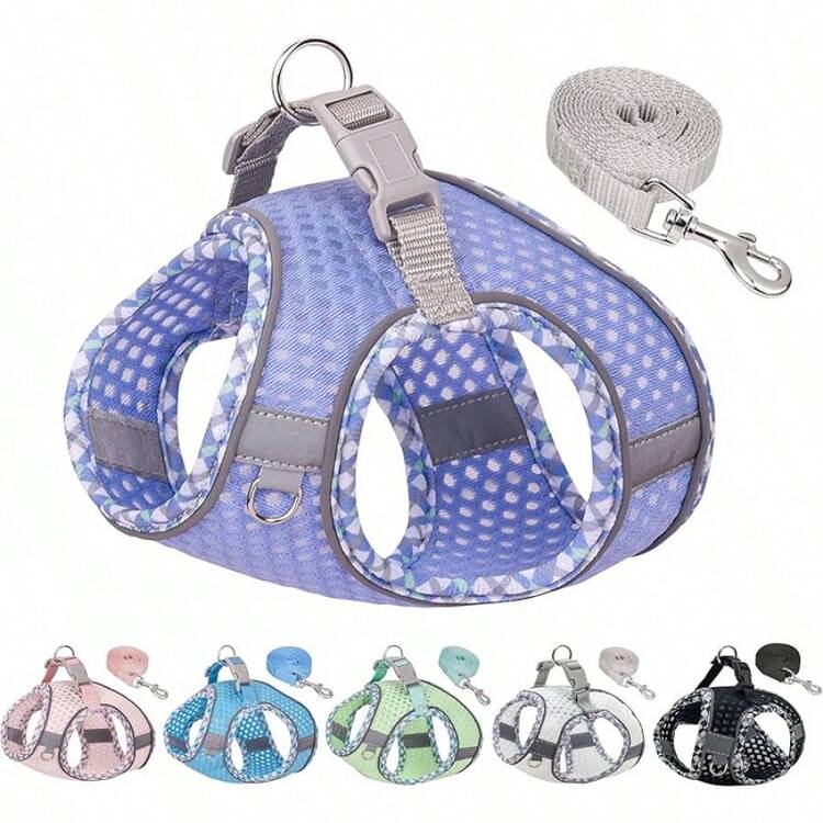 Step In Dog Harness And Leash Set, No Pull Escape Proof Vest Harness With Soft Mesh And Reflective Bands, Adjustable Pet Outdoor Harnesses Medium Size Dogs Pearl Pink MChristmas FKXY - Lavender - View 6