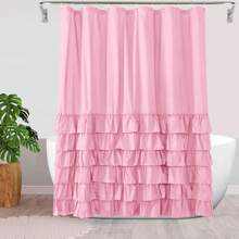 1 Stück einfarbiger Duschvorhang mit mehrlagigem Rüschenbesatz - dekorative Badezimmerpartition, Badezimmerzubehör, Heimdekoration, 182cm*182cm Herbstdekoration Schulanfang
