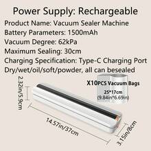 1pc Wireless 62KPa Vacuum Sealing Machine USB 1500mAh Rechargeable Automatic Air Sealing Food Vacuum Sealer High-Suction Vacuum Sealer - Effortlessly Preserve & Store Food For Fresher Days - Cordless, Space-Saving Design For Household Convenience