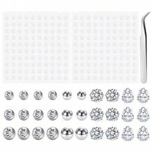 30-35pcs Fake Belly Piercing Cubic Zirconia Belly Button Rings Ear Lip Eyebrow Nose Non Piercing Studs Fake Piercing Jewelry - Multicolor-3 - View 8