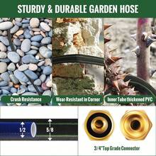 Garden Hose 50-Foot And 100-Foot Water Hose With 10-Mode Nozzles, Including 3 Waterproof Gaskets, Hooks, Straight Gun Heads, Waterproof Raw Material Tape, Super Flexible Hose With Outdoor Light, Knot-Free High-Pressure Flat Hose, Brass Tube, Suitable For Courtyard Lawn Car Washing - 黑色-50FT - 查看 8