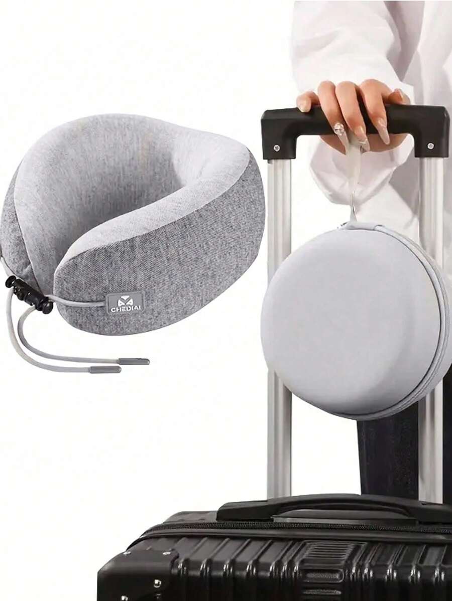 حقيبة تخزين وسادة رقبة سفر على شكل حرف U، حقيبة وسادة رقبة، حقيبة وسادة رقبة سفر مدمجة، مناسبة للسفر بالطائرة والقطار، مع إبزيم إطلاق سريع متصل بالحقيبة أو المحفظة أو الحقيبة الظهر، لا تشمل الوسادة، ضروريات السفر والعودة إلى المدرسة.