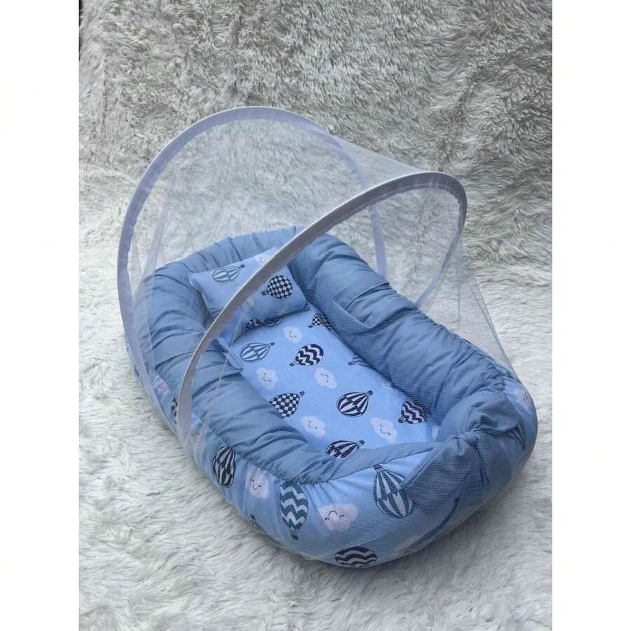 Nest With Mosquito Net For Boy And Girl, Assorted Prints - 藍色BB氣球 - 查看 1