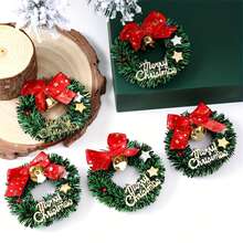 30 Pcs Mini Christmas Wreaths With Red Bows And Golden Bells - Plastic Festive Artificial Craft Tree Ornaments(1/10/20/30pcs) - Multicolor - View 6