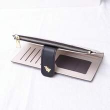 Suphiar 花卉图案拉链长款钱包，可折叠，女士钱包，秋季钱包 - 黑色 - 查看 4