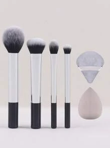 15pcs/6pcs Makeup Brush Set, Including Powder Brush, Blush Brush, Highlighter Brush, Eyeshadow Brush, Lash Brush, Eyeliner Brush, Angled Makeup Sponge, Round Makeup Sponge, Round Powder Puff, Triangle Powder Puff, Triangle Makeup Sponge For Loose Powder, Liquid Foundation Mixing Makeup Sponge, Beauty Makeup Tools,Brush Set,Makeup Brush Kit,Make Up Brush Set,Make Up Set Complete,Makeup Brush Set,Complete Makeup Kit,Brush Kit,Brushes Makeup Set,Makeup Gift Set - Silver - View 13