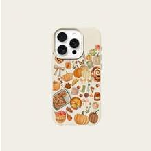 1 pieza Funda de teléfono de material TPU con patrón de elemento de ambiente de Acción de Gracias de cosecha de otoño, compatible con iPhone/teléfonos, resistente al agua, a los golpes, a las caídas y a los arañazos - Blanco - Ver 5