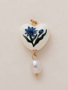 1 件珐琅心形吊坠，花朵图案代表出生十二个月，珍珠吊坠，适合 DIY 项链、手链、耳环、钥匙扣、包链，电镀 18K 金，女士珠宝配饰，DIY 配饰 - 白色 - 查看 10
