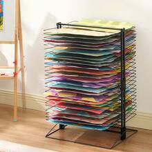 Art Drying Rack, 50 Removable Shelves 20 X 17 X 30 Inch Paint Drying Rack With Stable Base, Carbon Steel Metal Painting Drying Rack For Artwork In Classroom, Art Studios And Schools, Black