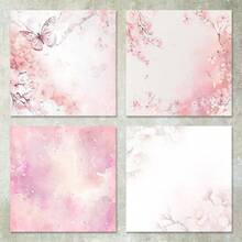 36 Sheets 6inch Pink Butterfly & Flower Background Scrapbooking Paper, Suitable For Bullet Journal, Collage, Greeting Cards, Scrapbooks And Crafts