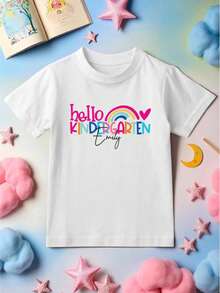 Personalized Hello Kindergarten Kids T-Shirt, Customized Student 1st Day Of School Shirt, Custom Name Kindergarten Back To School Tee, Gift For Son And Daughter. CU-17 - trắng - Xem 1