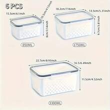 1set/3set Of Plastic Food Storage Containers, Suitable For Refrigerator, Multi-Functional Sealed Crisper Box, Fruits, Vegetables And Kitchen, Reusable, Home Decor, Party & Christmas Storage