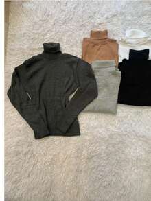 Kit 5 Plain Basic Knit Blouse With Cacharrel Collar Winter Fashion - Dark Grey - View 2