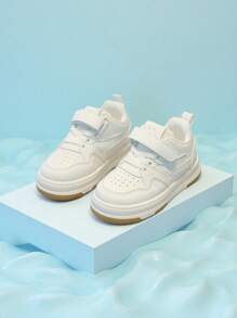 1 双儿童白色运动鞋，新款设计女童/男童运动鞋，防滑、轻便、软底，适合日常穿着和各种休闲场合的休闲鞋 - 白色 - 查看 1