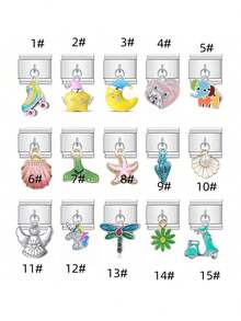 1pc New Stainless Steel Modular Series Music Symbol Beach Vacation Travel Design Modular Bracelet, Suitable For DIY Modular Bracelet, Holiday Gift, Self-Use - Multicolor - View 3