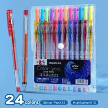 Sanrio 12pcs/18pcs/24pcs/36pcs/48pcs Colorful Glitter Gel Pens, Multicolor Ball Pens Set, Highlights/Marker Pens For Drawing, Journaling, Coloring, Art Supplies, Creative Stationery, Gifts For Kids, Students, Holidays, Pens, Gel Pens, Stationery, Pens, Gel Pens, Glitter Pens, Gel Pens, Colouring Pens, Glitter, Back To School