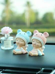 One Baby Bottle Doll Decorative Ornament, Blue And Pink Hat, Suitable For Gender Reveal Parties, Birthday Parties, Baby Shower Decorations. - Multicolor - View 5