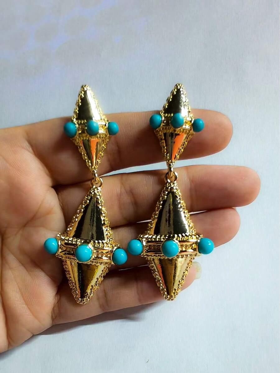 1 Cặp bông tai nữ thời trang đính đá phong cách cổ điển, sang trọng, nhẹ, thích hợp cho hàng ngày, tiệc tùng, phụ kiện buổi tối - Nhiều màu 2 - Xem 1