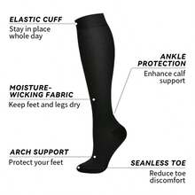 (6 Pairs) Knee-High Compression Socks  For  Women And Men For Outdoor Sports, Nursing Work, Running, Travel, Rugby, Soccer, Basketball, And Other Travel Sports High-Compression Sockings. - Multicolor - View 6