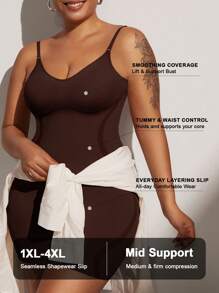 1件装加大码女士束腰连衣裙，无缝胸部和腰部系带连衣裙，加大码女士塑身裙连体裤，夏季