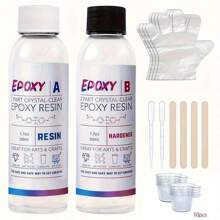 3.4OZ/6.8OZ/16OZ 环氧树脂套装 - 用于珠宝的透明液体环氧树脂、DIY 艺术工艺品模具铸造、易铸造树脂，附赠 4 根棒、2 个量杯、2 双手套、2 个滴管 | 适合初学者的完美入门套装
