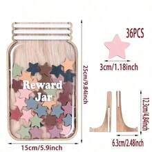 36pcs Wooden Star & Flower Hollow Reward Jar, Positive Behavior Incentive Chart, Decorative Reward System, Suitable For Teachers, Schools, Easter Gifts, Easter Baskets, Easter Decorations, Back To School Supplies, Home Decor, Party Decorations, Fall Decor, Wedding Supplies, Wedding Decorations, Holiday Decorations - Multicolor - View 4