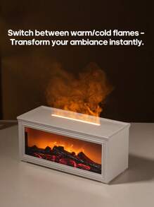 kinscoter 1PC USB 280ml Mini Fireplace Diffuser Ultrasonic Flame Humidifier Wood Grain Portable Bonfire Essential Oil Diffuser With LED Light & Remote Control For Home Office Gifts
