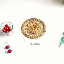 1 件手工编织藤条杯垫 - 耐热防滑饮料垫 | 适用于厨房和餐厅装饰 | 高品质桌面保护垫 | 适用于茶和其他用途