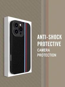 1个经典黑色碳纤维纹理红蓝条纹2D印花图案时尚百搭个性化保护手机壳，适合作为礼物送给女朋友、闺蜜、妻子、爱人、阿姨、老板、姐妹、情侣、同学、老师，生日、节日皆宜 - 黑色哑光柔软全包防尘防水手机壳，兼容 13/17/16/15/14/13/12/11/Pro/Pro Max/X/XR/XS/XSM Plus - 黑色 - 查看 5