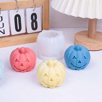 1pc Single Layer Pumpkin Silicone Mold, Halloween Theme DIY Pumpkin Candle, Plaster Decor, Suitable For Holiday Party Home Decor, Halloween Gift Decoration