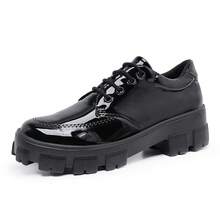 Myrol Outlet Women's Casual Oxford Derby Shoes With Tractor Sole And Lace-Up Black/Brown/White - 黑色 - 查看 4