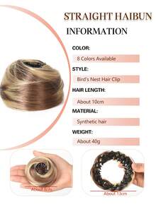 Bird's Nest Magic Hair Clip Straight Hair Bun Hair Piece Clip On Hairtail Extension Heat Resistant Synthetic Straight Chignon With Fluffy Donut Updo Natural Hairpiece Black Brown Blonde Hair Bun For Women Ponytail Holders Fashion Hair Suitable For Daily Wear 1PC - Multicolor - View 2