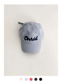 1pc New Arrival Contrasting Color Wide Brim Small Face Baseball Cap, Student Letter American Style Baseball Hat,