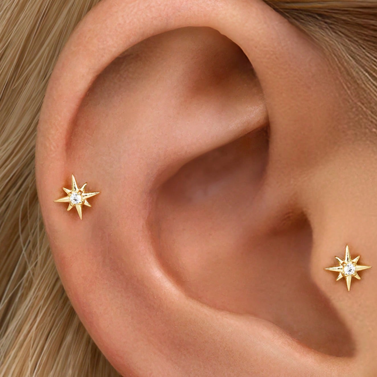 Pieza Pendiente de cartílago de oreja de plata de ley 925 con forma de estrella con rosca interna Joyería de piercing con forma de estrella Pendient
