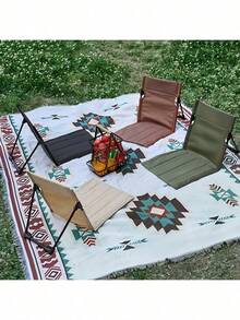 1 pieza Silla plegable con soporte lumbar para exteriores, silla para exteriores, silla de camping con cojín todo en uno para el asiento, silla plegable ultraligera y portátil - Aleación de aluminio resistente, cómoda para camping, playa y viajes por carretera - Fácil de transportar, ideal para aventuras al aire libre - Multicolor - Ver 6