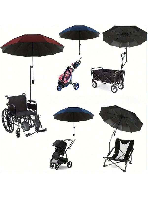 High Quality Stainless Steel Rotating Umbrella Connector: Universal Bracket For Wheelchairs, Bicycles And Strollers - 100% Metal Frame, Sturdy And Durable~