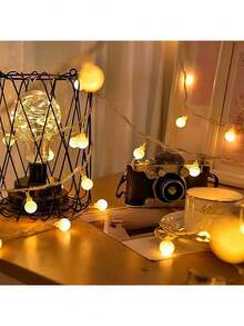 1pc Frosted White Ball Battery Box Light String, LED Mini Frosted Ball Decorative Light, Warm And Delicate Lighting, Brings A Comfortable Feeling, Suitable For Indoor, Bedroom, Room, Living Room, Courtyard, Garden, House, Festival, Party, A Reliable Choice To Create Atmosphere. - Warm Light - View 5