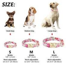 Collier personnalisé imprimé pour chien avec gravure, collier de compagnie personnalisé à motif floral, collier avec étiquette d'identification anti-perte réglable pour chiens petits/moyens/grands, La Vie Secrète des Animaux de Compagnie, Cadeaux personnalisés - Rose pâle - Voir 2